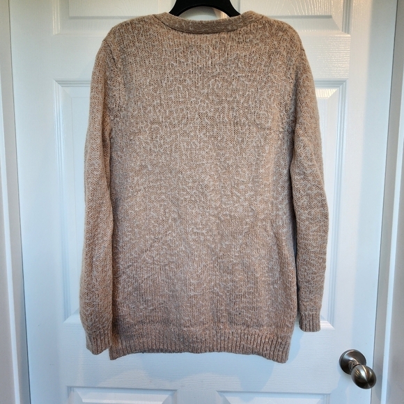 Mossimo Open Front Button Cardigan Sweater Khaki Cream Long Sleeve Sweater - Picture 2 of 13